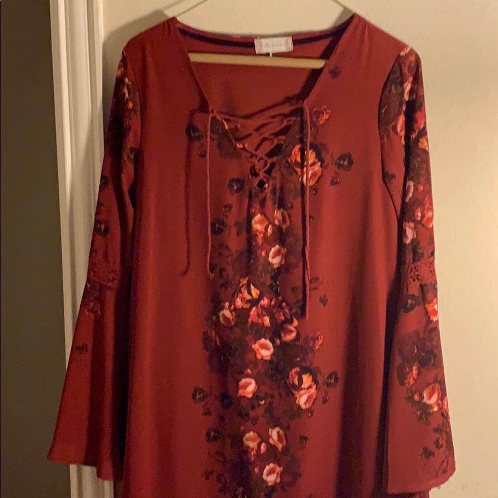 Red floral dress